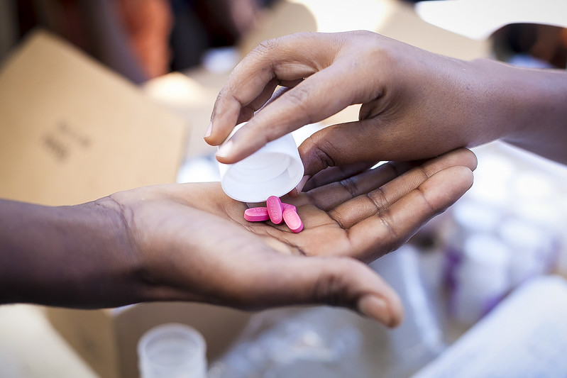 A person receives a dose of azithromycin in Ethiopia.